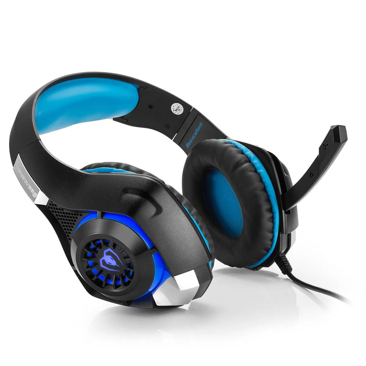 Beexcellent GM-1 stereo gaming headset with mic, LED light and braided cord in blue or red