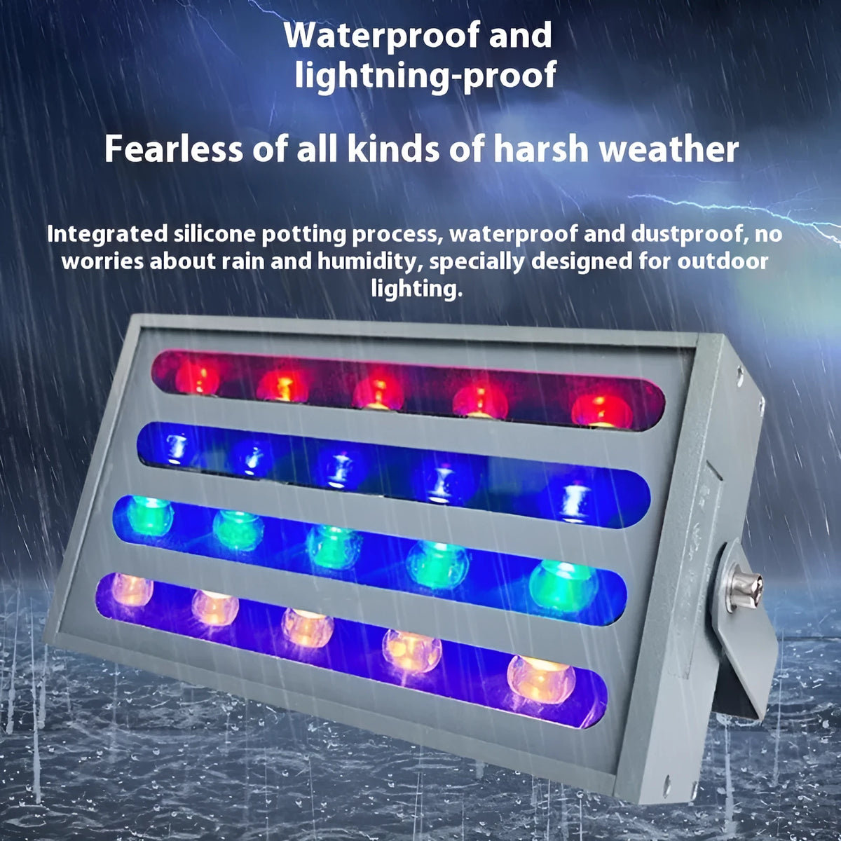 Outdoor LED Rainbow Tree Lamp spotlight with aluminium alloy shell for landscape colour projection.