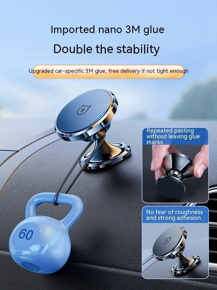 Shiny black magnetic car phone holder with suction cup dashboard mount