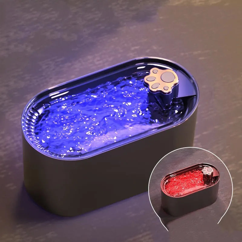 Berlin blue automatic pet water fountain with LED light indicator and triple filtration system