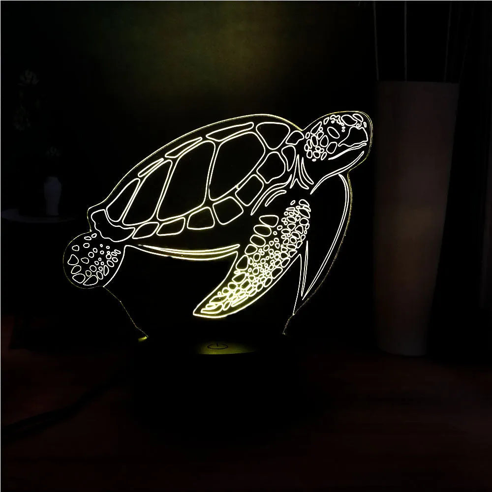 3D turtle-shaped LED night light with 16 colour changing options