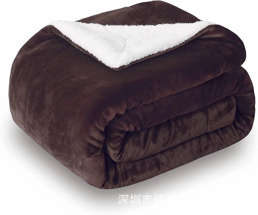 USB electric heating blanket showing temperature control and grey/brown/white flannel fabric