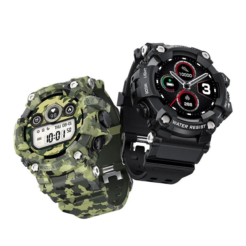 T6 Tactical Rugged Smart Watch bracelet with 1.3-inch screen in black or green colour