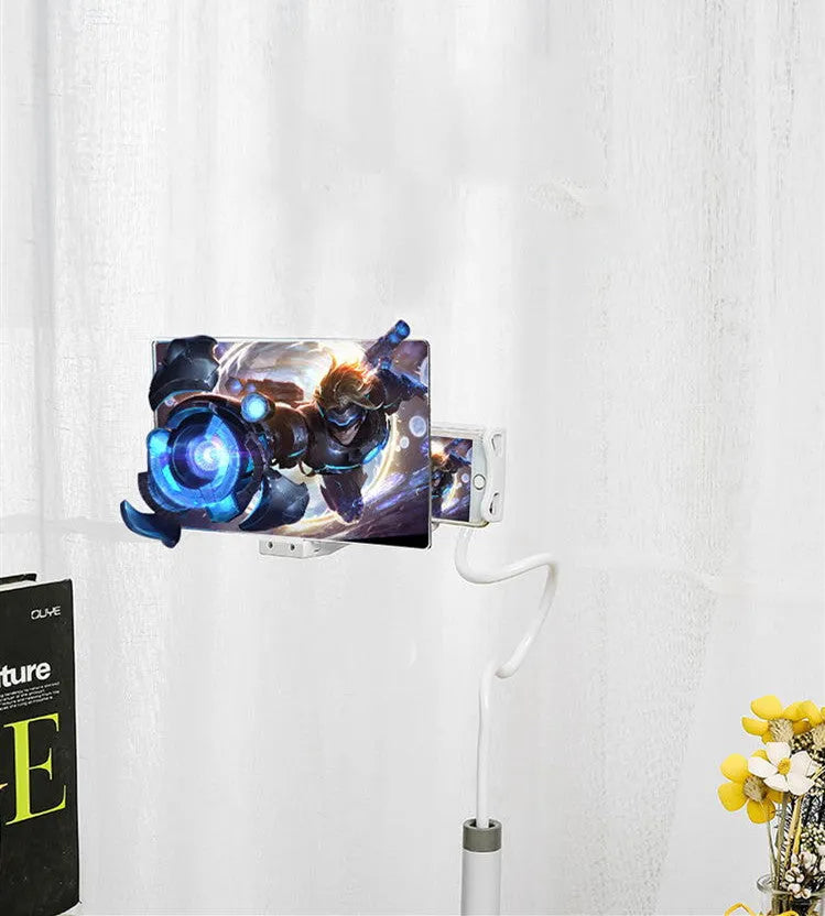 Black mobile phone screen amplifier with 12-inch acrylic blue lens and adjustable bracket