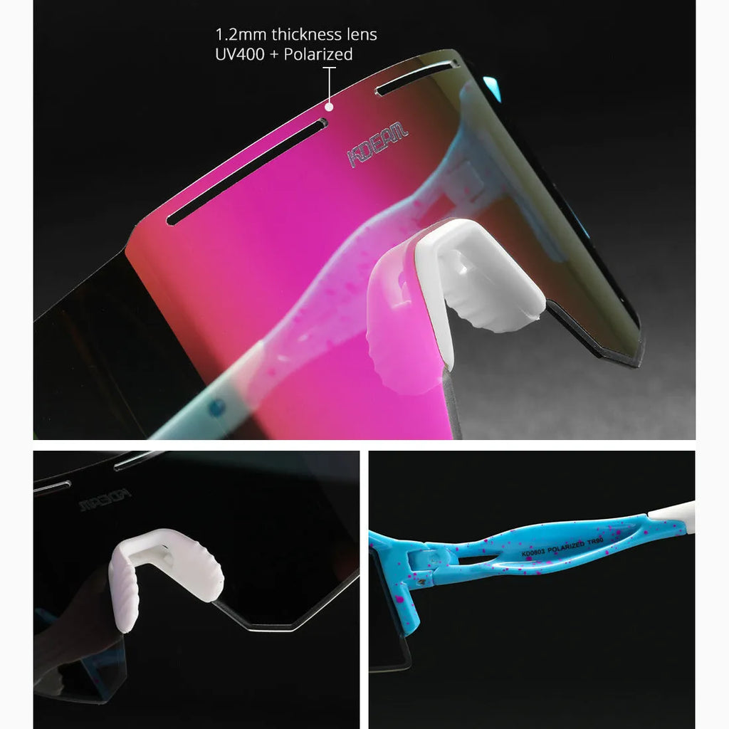 Ultralight frameless polarised sports sunglasses with TR90 frame in a selection of colours.