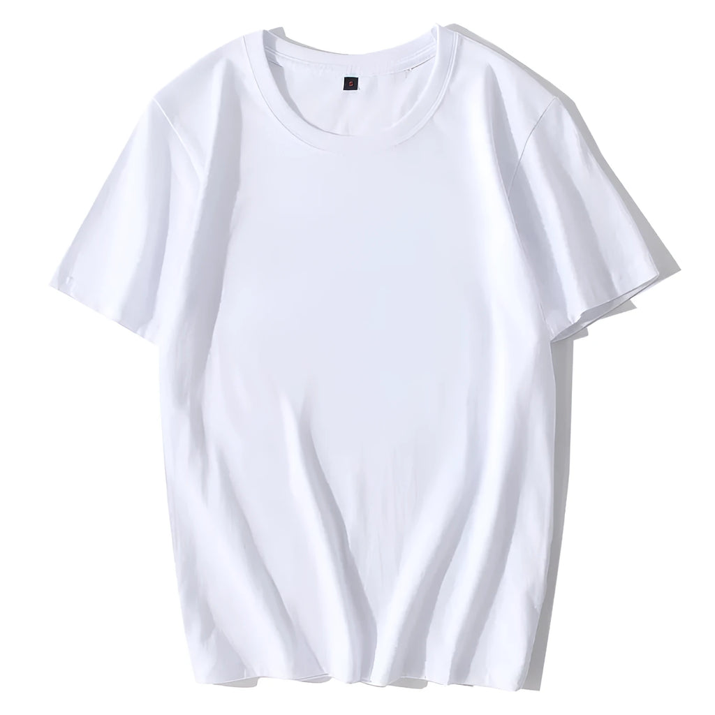 White short sleeve unisex t-shirt in modal and polyester blend, sizes XS to XXXL