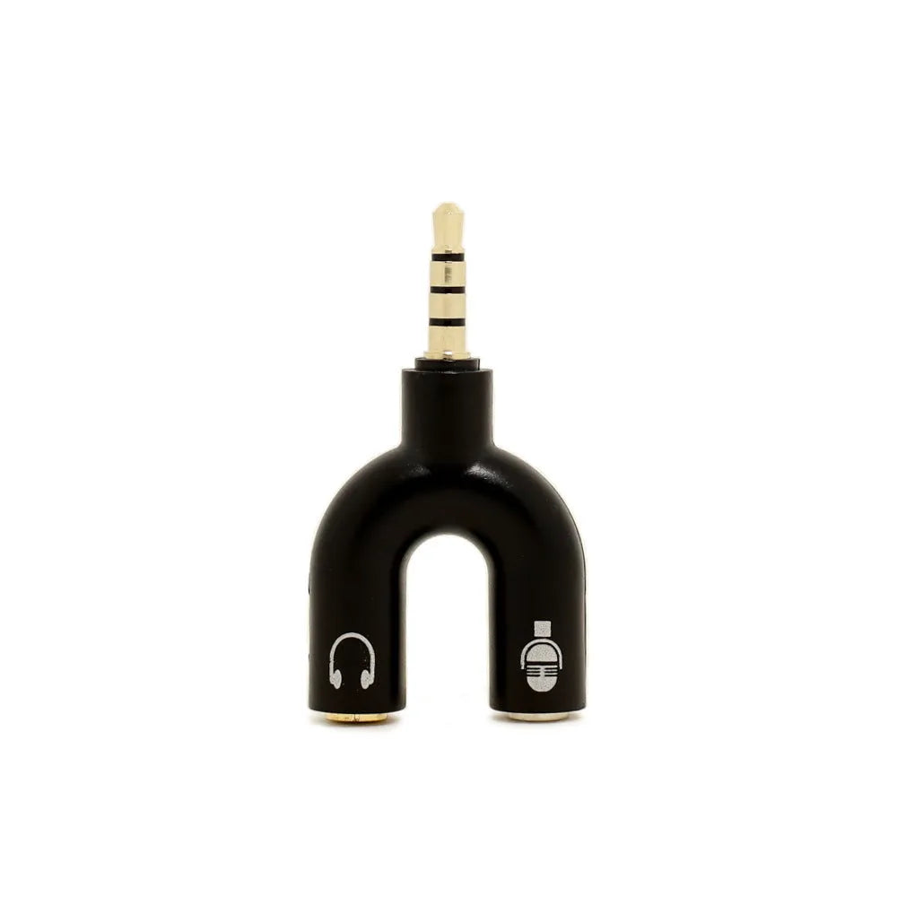 3.5mm audio splitter adapter in six colour options with gold-plated connectors