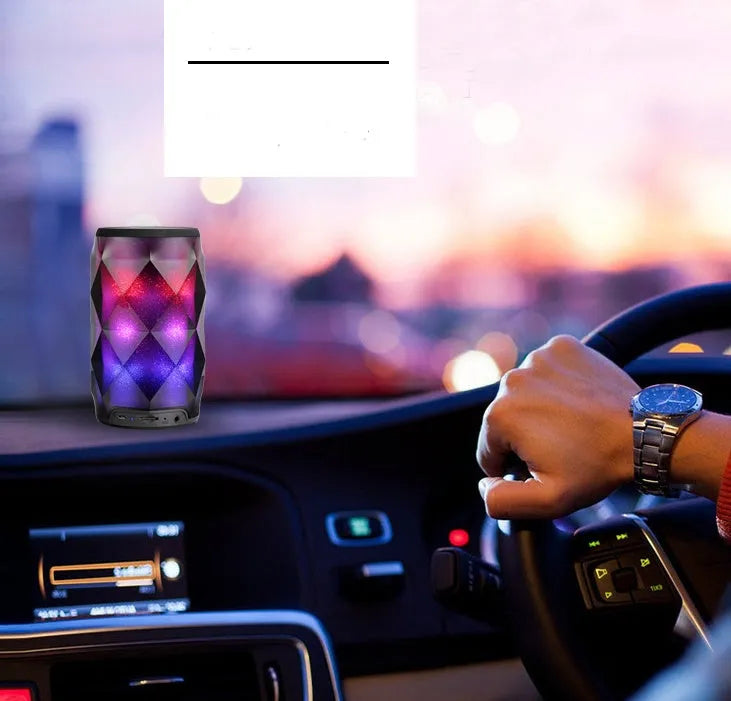 Black crystal cut Coke can shaped lantern Bluetooth speaker with colourful starry sky lighting effect
