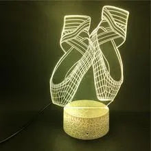 3D ballet silhouette LED night light with remote control showing seven colour options