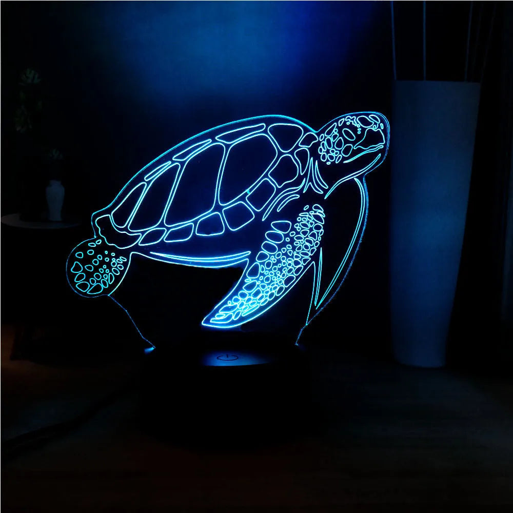 3D turtle-shaped LED night light with 16 colour changing options