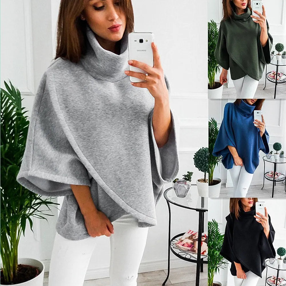 Women's batwing sleeve cardigan sweatshirt in plush velour with extended length and faux two-piece styling