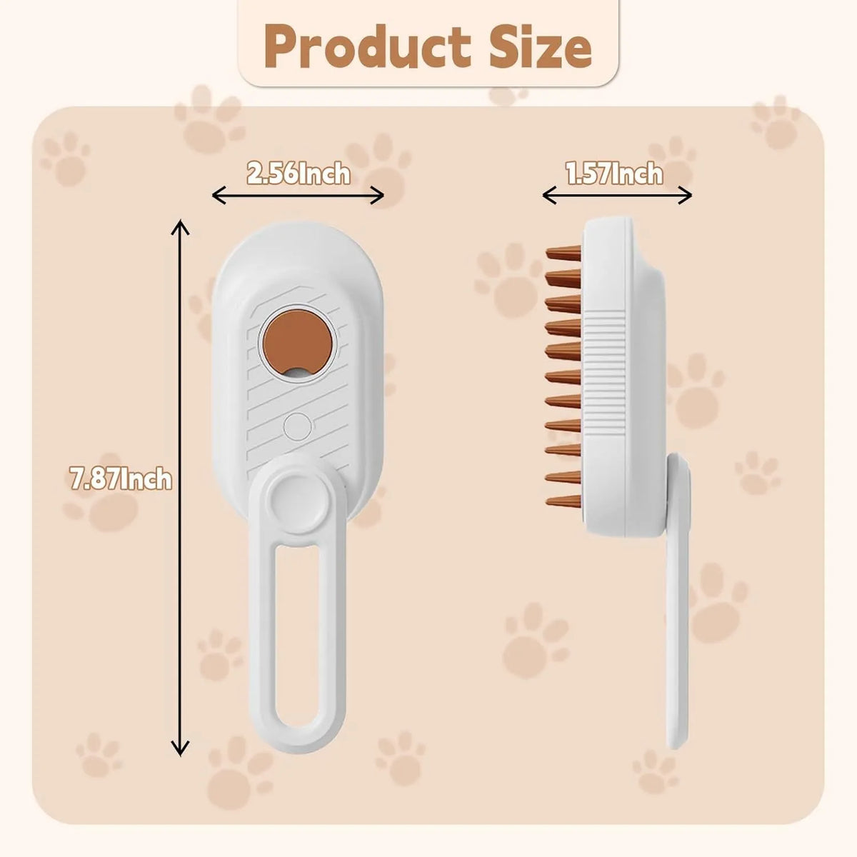 3-in-1 cat steam brush with foldable handle, silicone and ABS, soft bristle tips, for cats and dogs