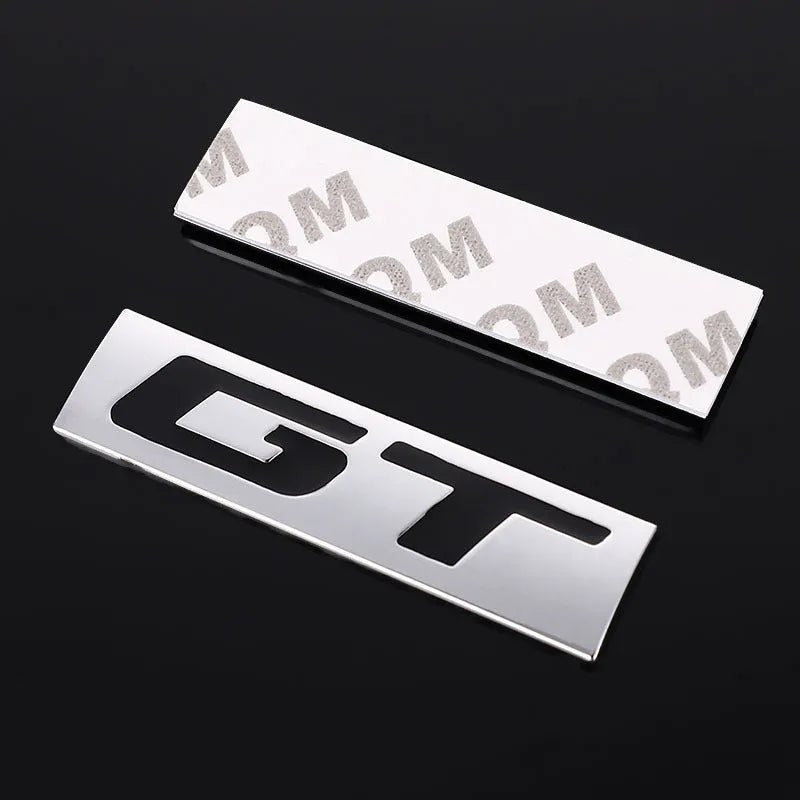 Turbocharged Hybrid metal car sticker emblem, 7.5 x 2cm GT badge in Black or White for car body