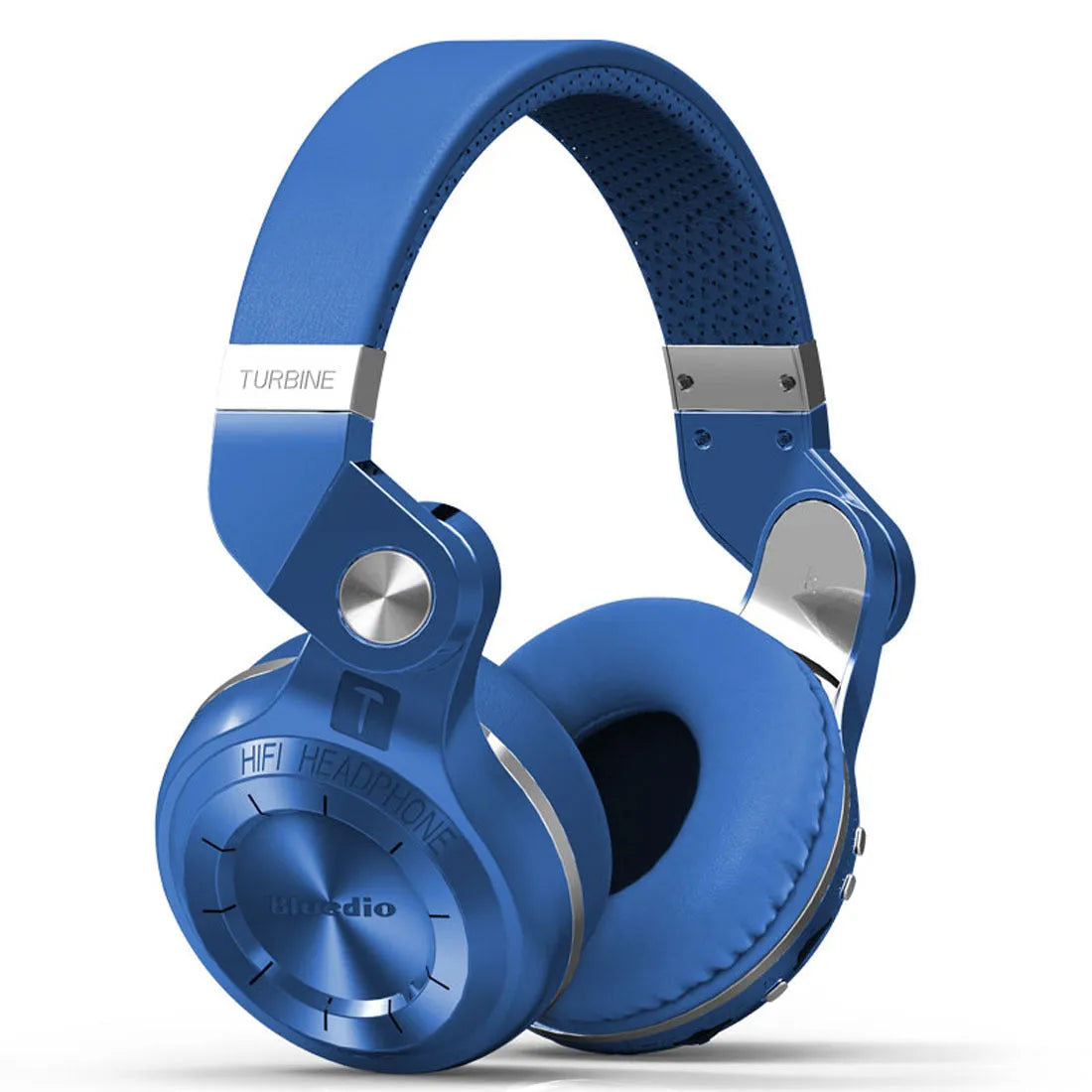 Bluetooth stereo headset in black, blue, red, or white colour with over-ear design and in-line subwoofer card.