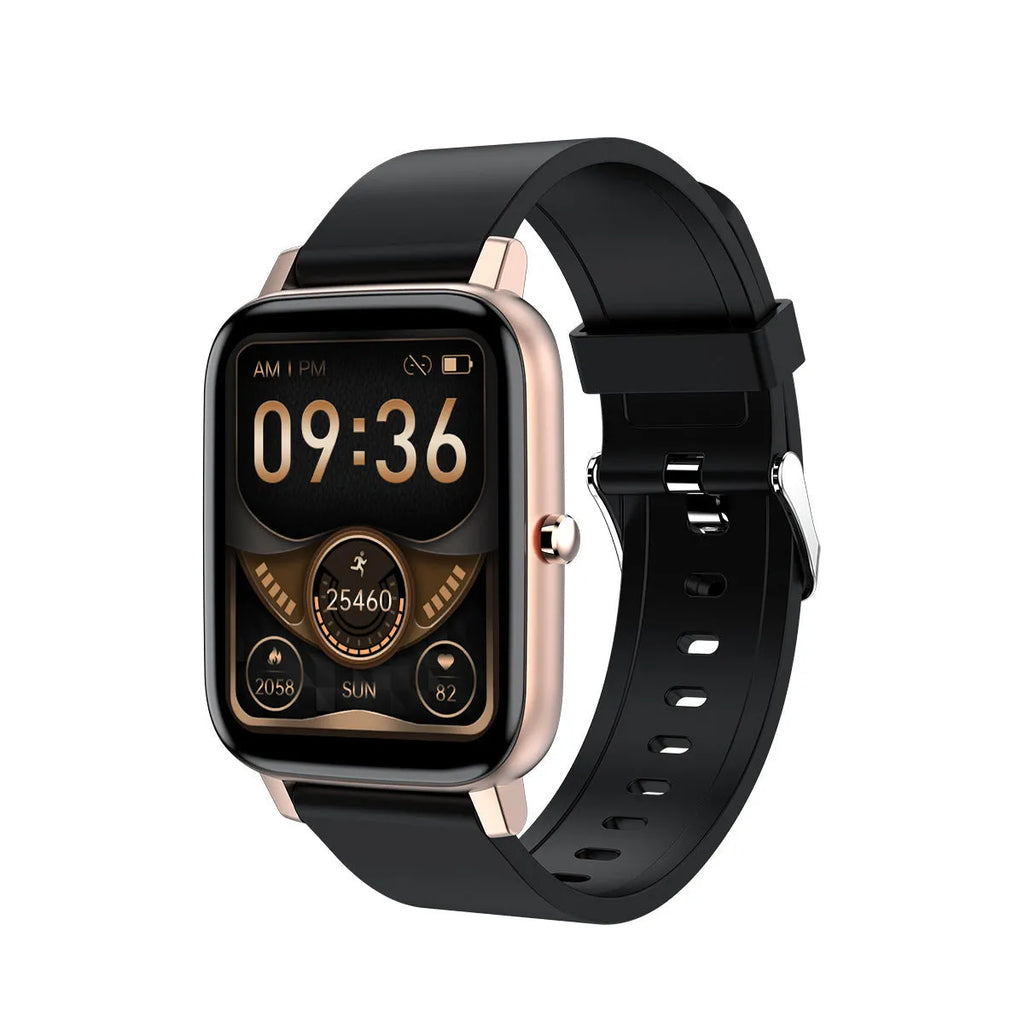 H80 sports smart watch with black silicone strap showing ECG and blood oxygen monitoring on screen