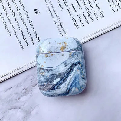 White marble hard PC protective case for Apple AirPods 1 and 2 charging box