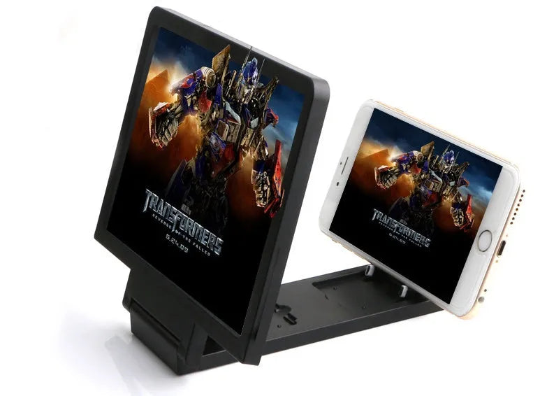 Mobile phone screen amplifier 18cm x 12cm foldable stand in black or white