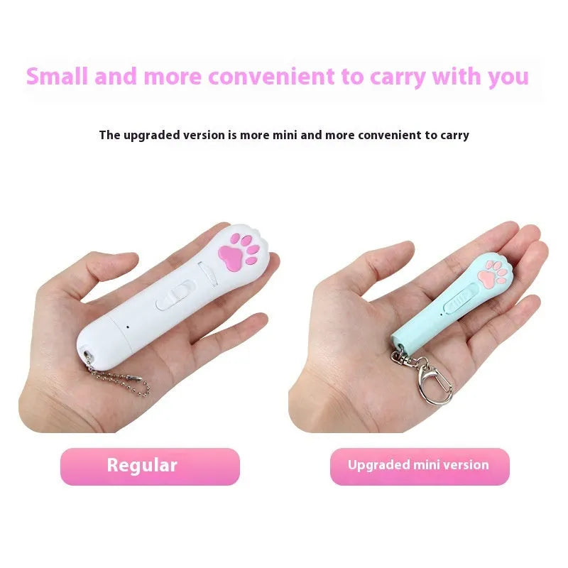 Infrared charging cat teasing stick toy with laser patterns in blue, pink, purple or white colour options