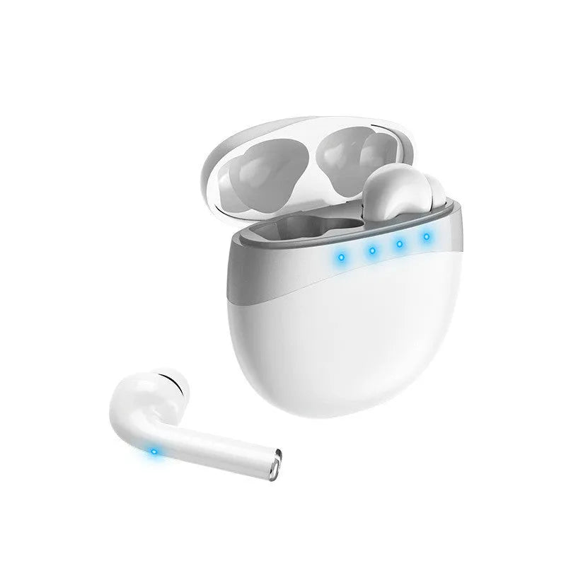 Digital display Bluetooth earbuds in black or white with charging compartment, touch control and φ10 speaker