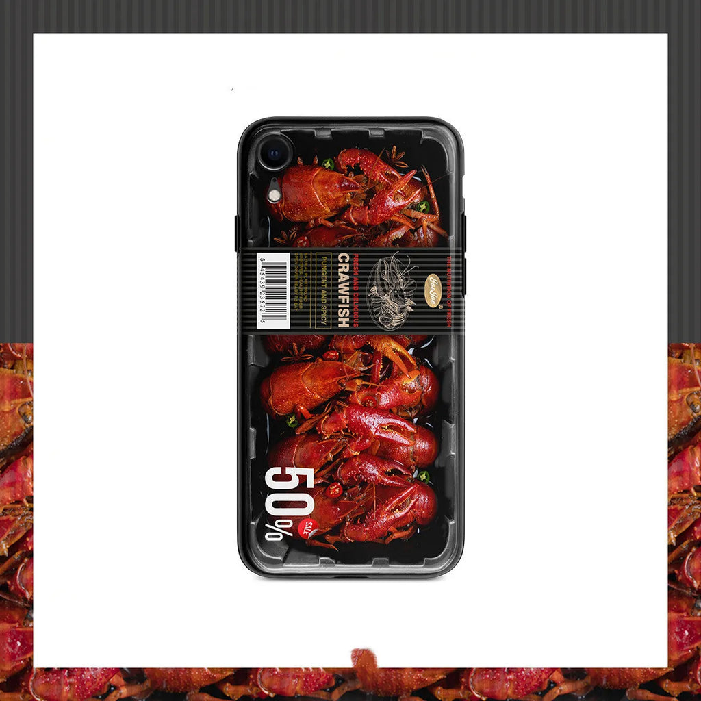 Crayfish phone case in TPU cover texture for iPhone and Huawei models