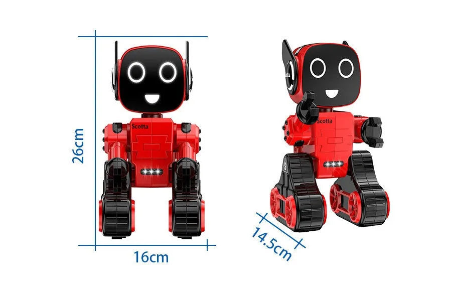 Remote intelligent robot toy with music and flash functions in white plastic, 26x16x14.5cm