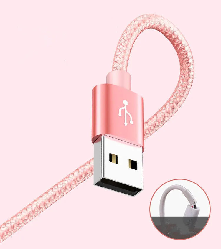 Three-in-one mobile phone charging cable with Micro USB, Lightning, and USB-C connectors in 1.2m length