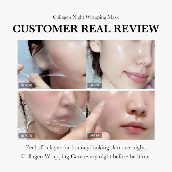 Collagen night face mask in 75ml bottle with application brush for evening skincare