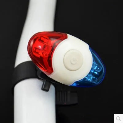 Bicycle tail light with red and blue LED beads and adjustable mounting base