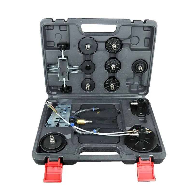 Pneumatic brake fluid replacement machine with pressure gauge and transparent drain pipe adapter