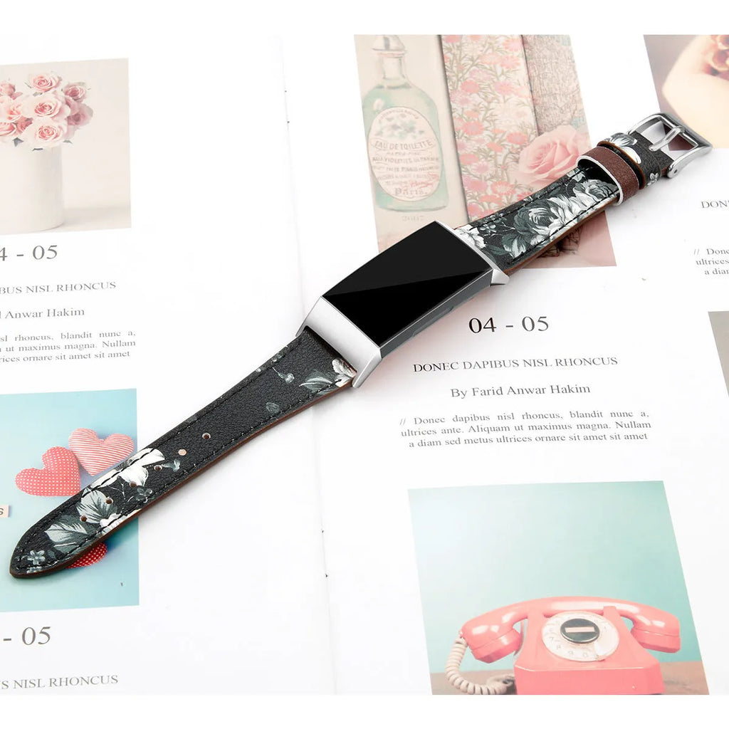 Genuine leather strap for Fitbit Charge 3 and Charge 4, 18mm pointed tail, first layer cowhide, multiple colours