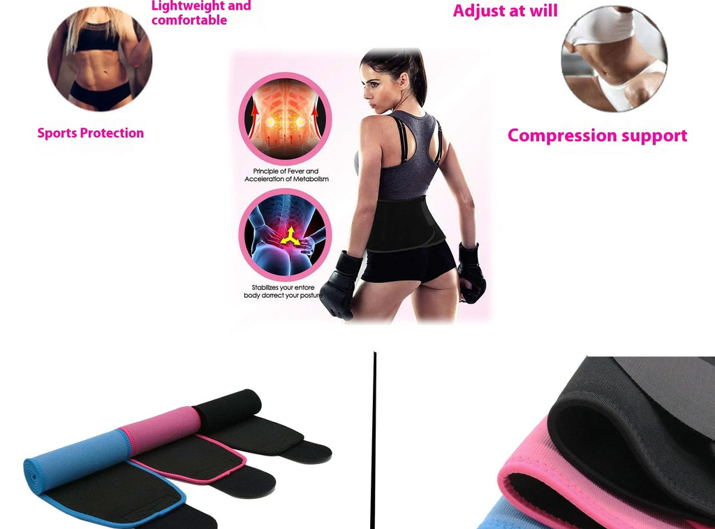 Neoprene lumbar support belt for fitness and running in adjustable design