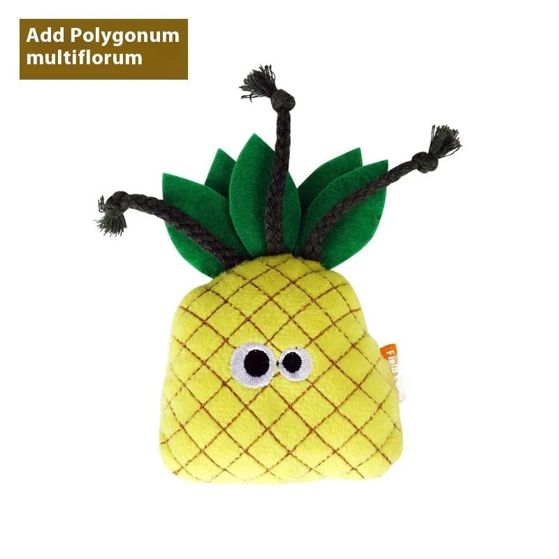 Six food-shaped catnip plush toys including burrito, cone, cucumber, mushroom, pineapple and pizza designs
