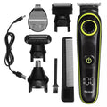Black KM-696 electric hair clipper kit with stainless steel blade and USB charging cable
