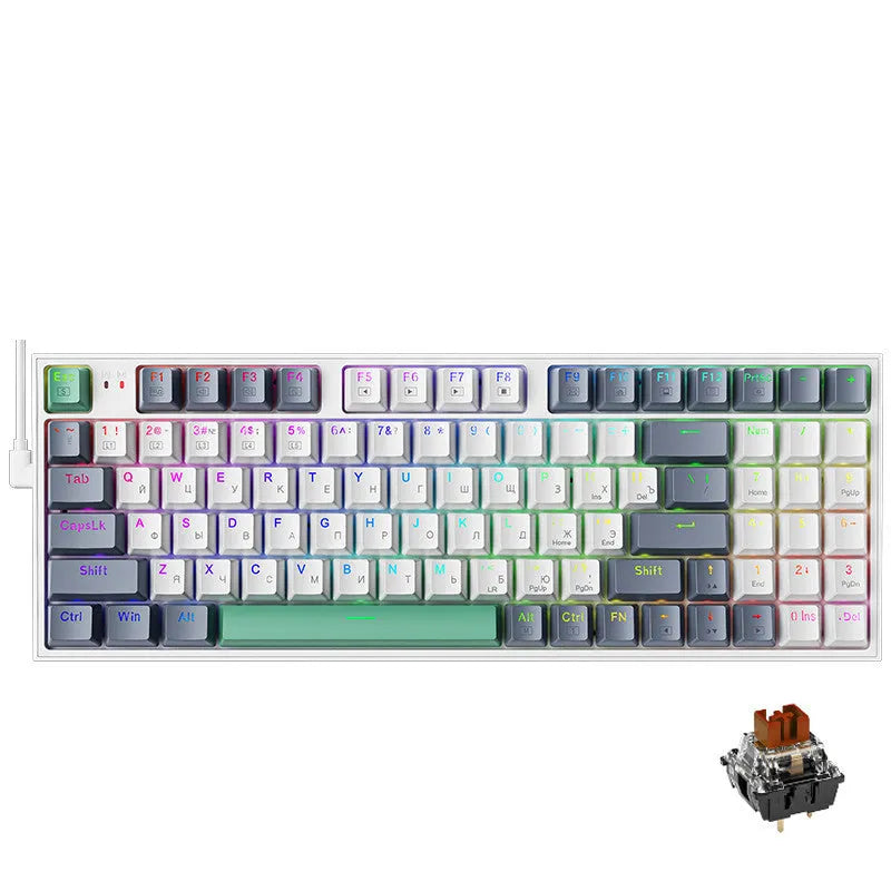 K500 wired mechanical keyboard with 94 keys, RGB backlighting, and 1.5m USB cable