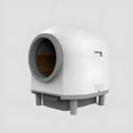 White automatic self-cleaning cat litter box with enclosed design for cats 1-10kg