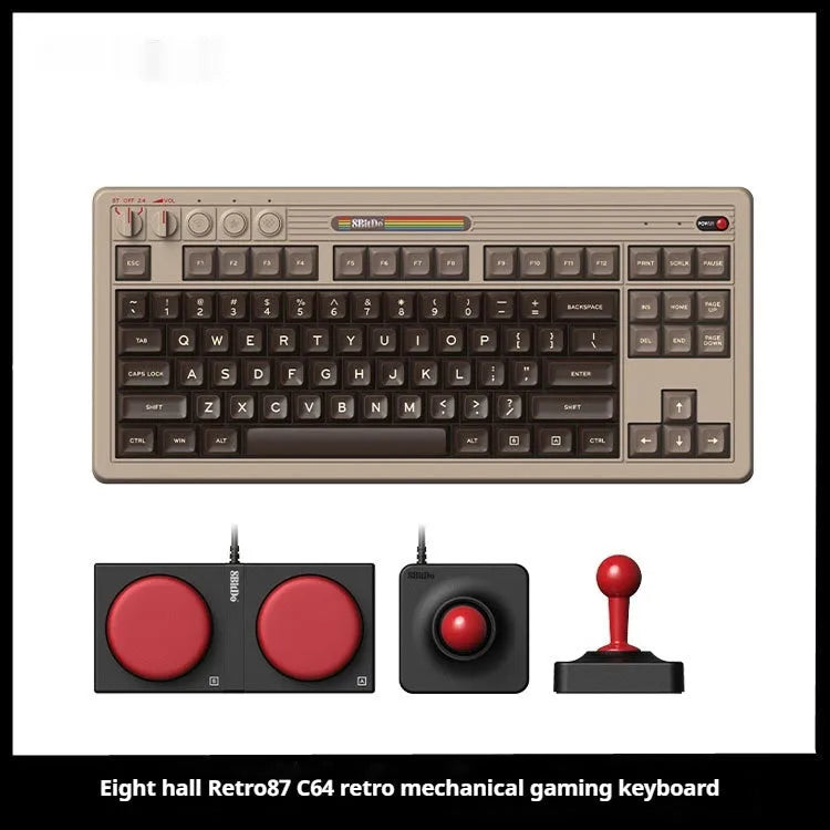Retro mechanical gaming keyboard with Bluetooth wireless and C64-inspired 87-key design