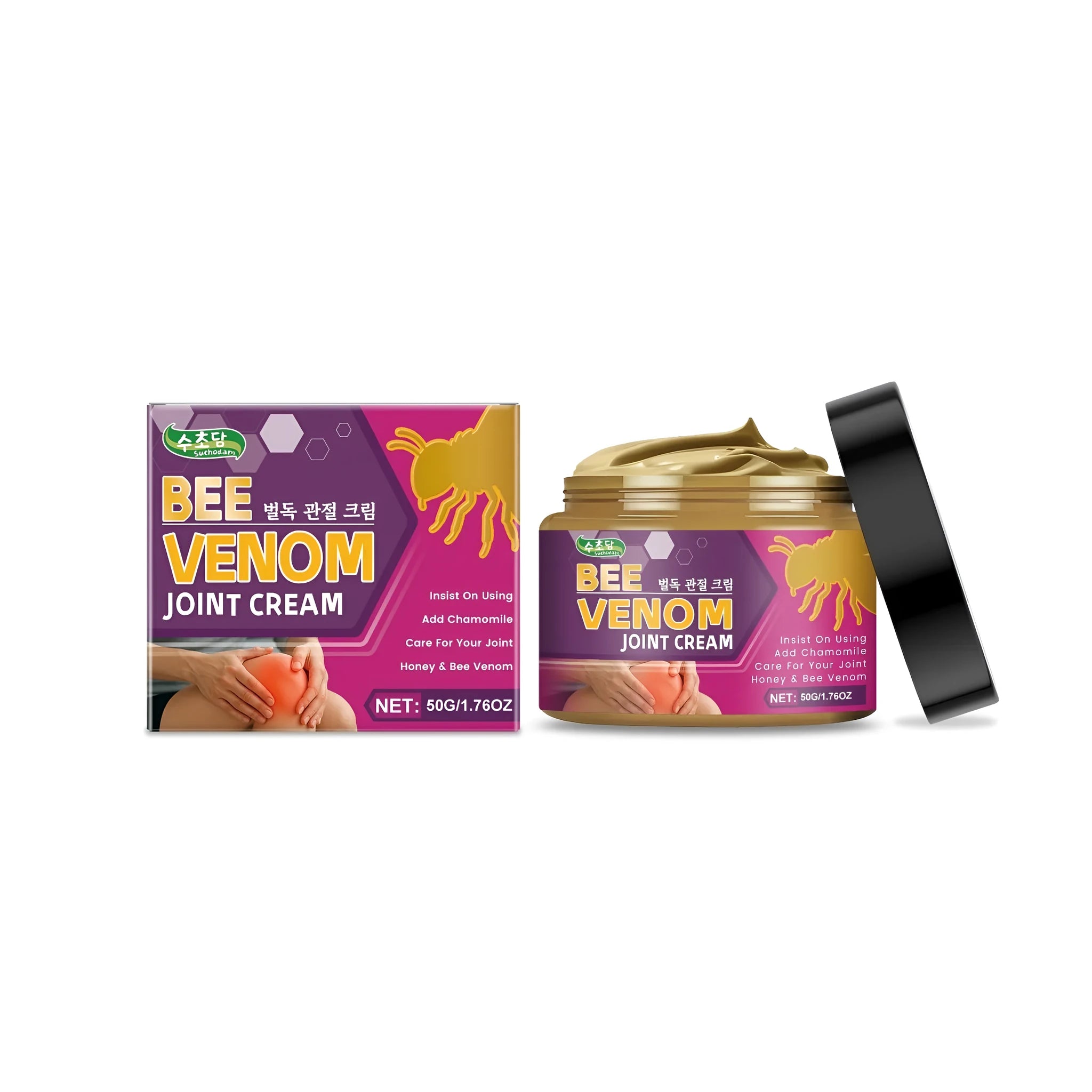 50g tube of joint cream with chamomile, aloe, honey and bee venom ingredients.