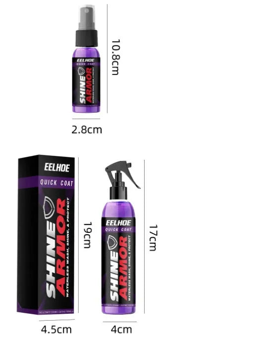 Purple car nano coating spray bottle in 30ml and 100ml sizes with hand spray trigger.