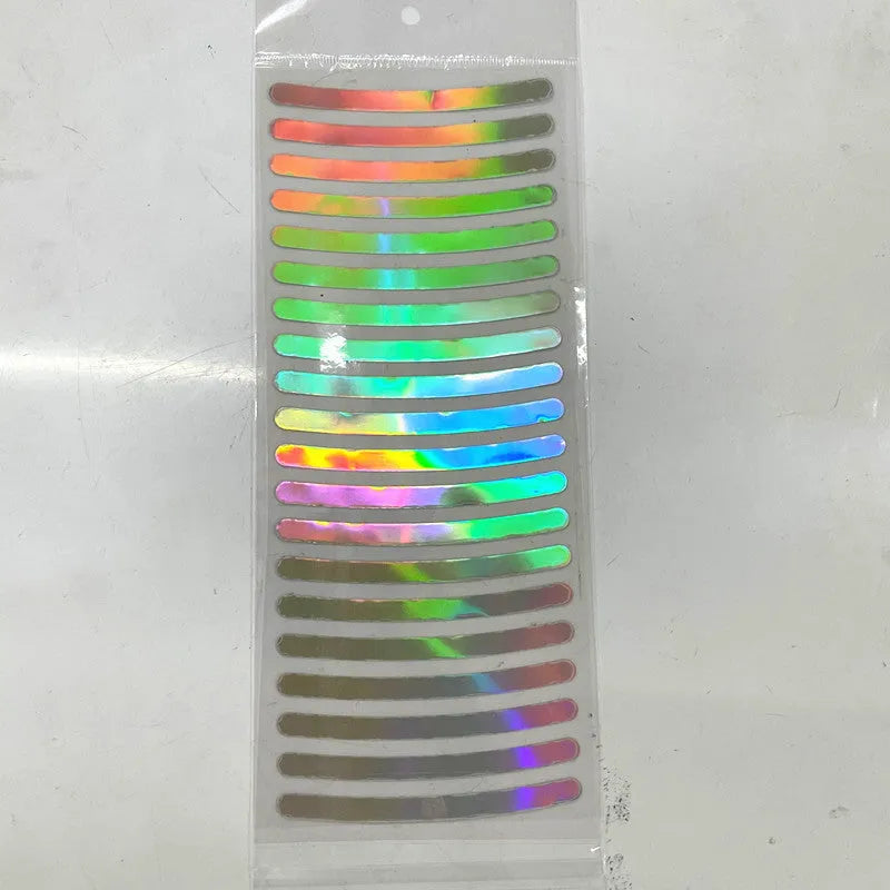 20-piece car wheel hub reflective stickers in multiple colours with arc pattern for tyre warning labels