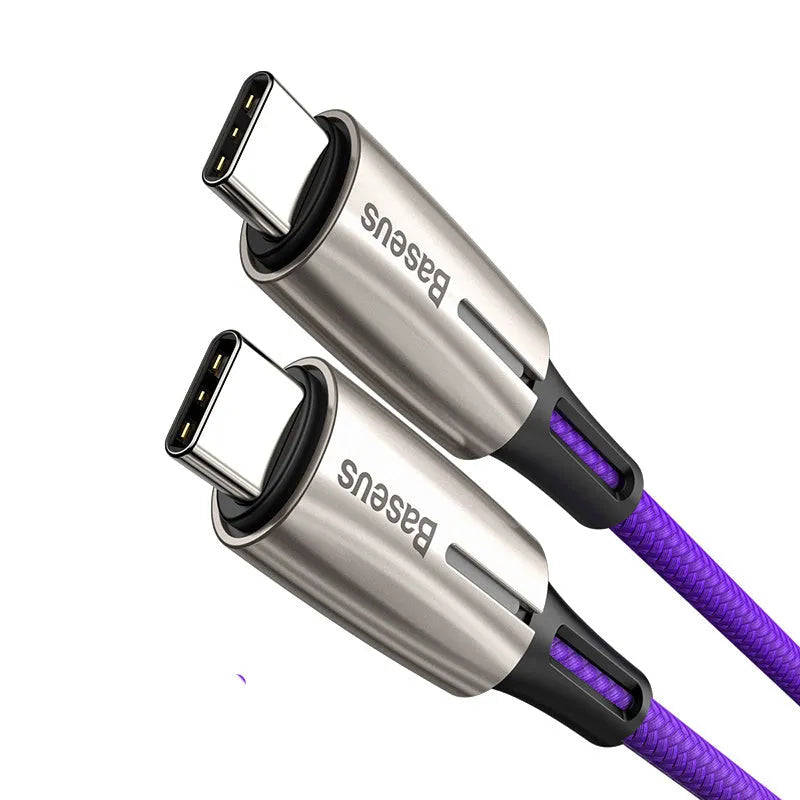 Purple and red dual Type-C data cables showing USB-C connectors at both ends