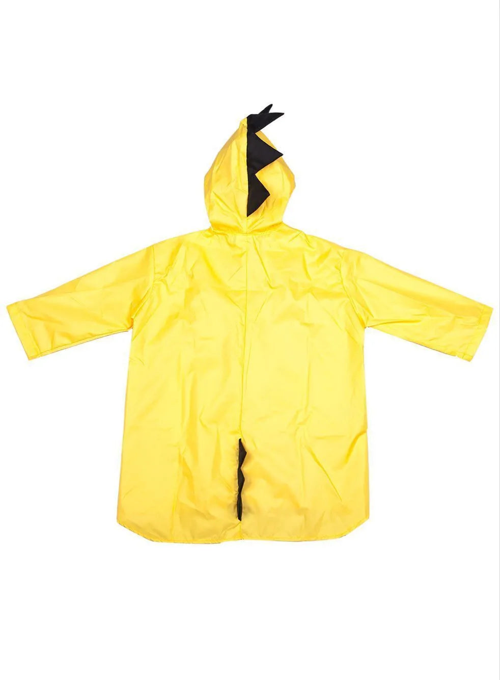 Dinosaur raincoat for kids in red or yellow, hooded design, sizes S to 3XL with size chart measurements