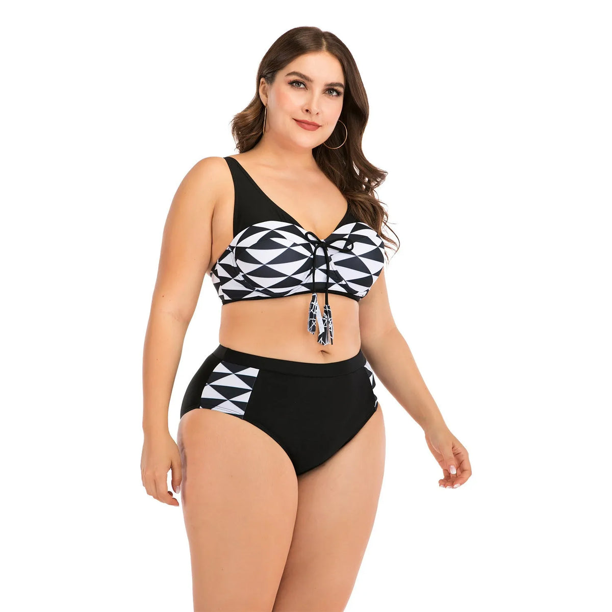 Big cup ladies swimsuit in black, nylon polyester fabric with polyester fibre lining, sizes L to 4XL