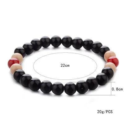 Natural stone beaded bracelet with lava stone beads for essential oil diffusion, ethnic unisex style.
