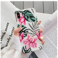 Pink floral pattern TPU phone case for iPhone models on white background