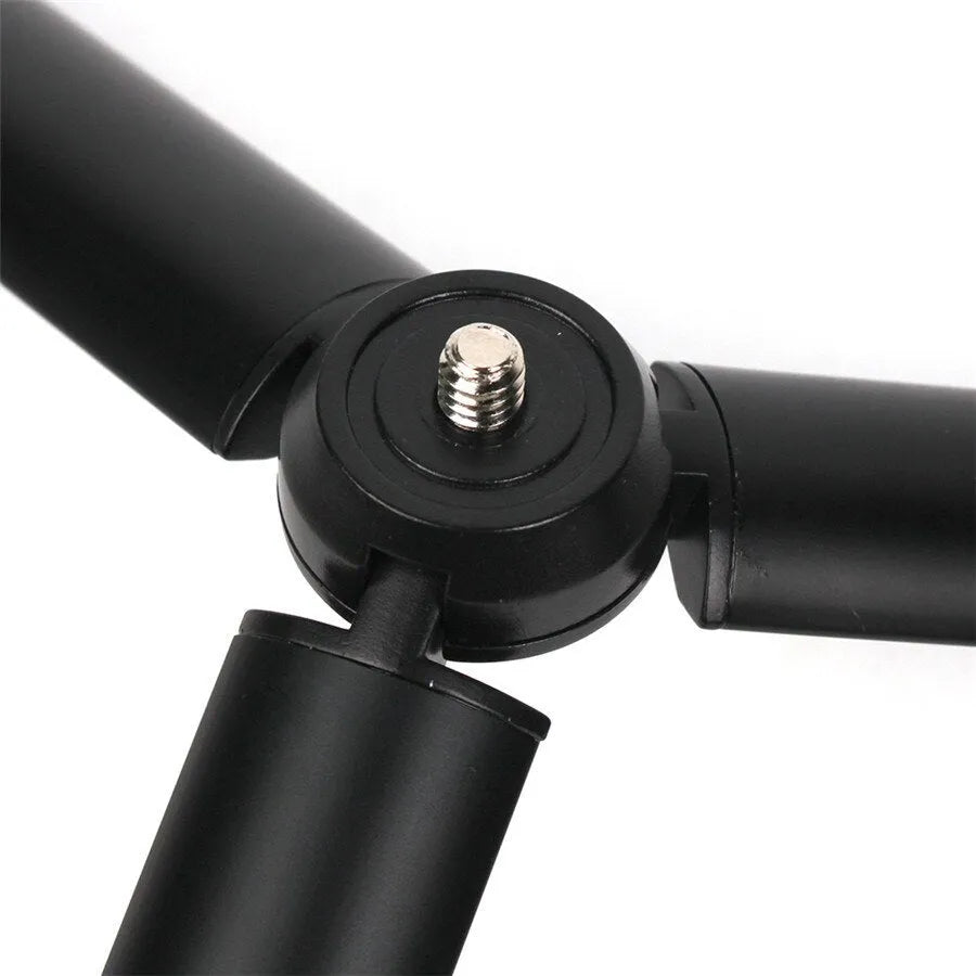 Black aluminium alloy tripod with smartphone mount and stabiliser for Apple iPhones