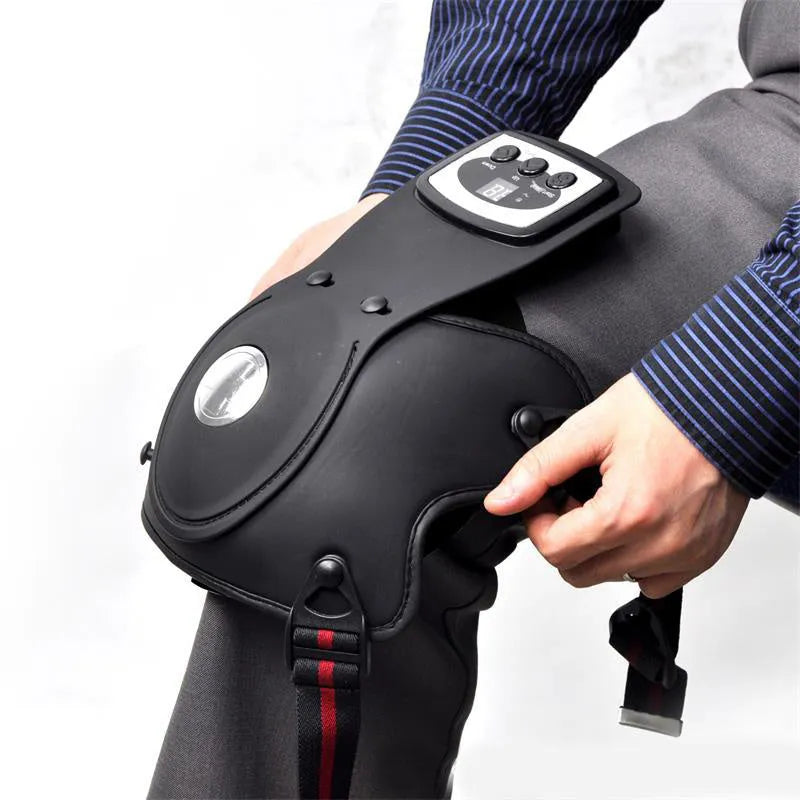 Infrared knee massager with adjustable temperature control showing knee pads and shoulder pads