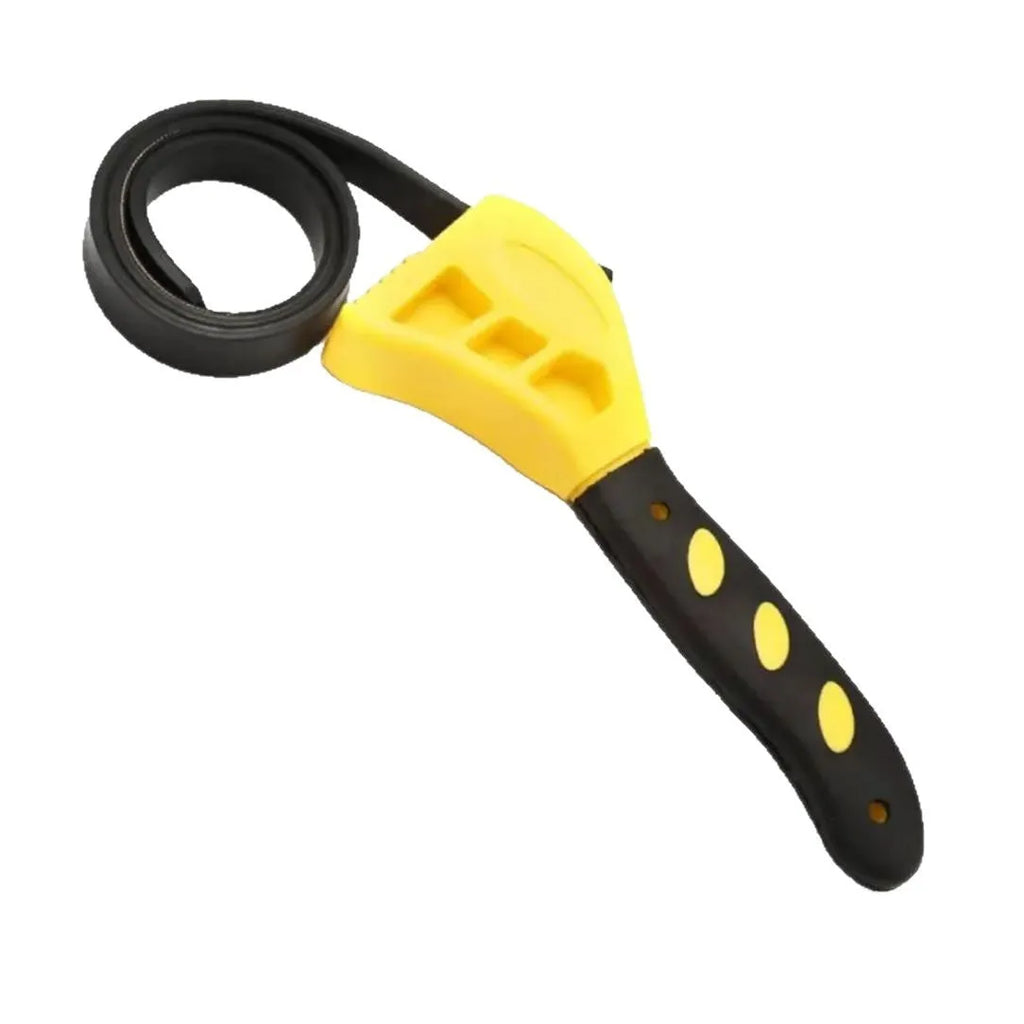 Adjustable rubber strap wrench set showing 6-inch and 8-inch filter wrenches with plastic rubber construction