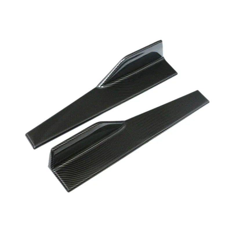 Pair of black PU car side skirts with 3D carbon fibre pattern, each 0.45 m long