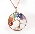 Tree of Life necklace with agate pendant and snake bone chain in a women's leaf design.
