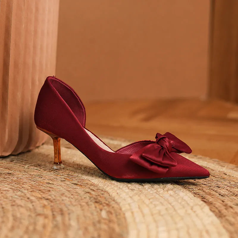 Solid colour microfiber high heels for women in apricot with European style design